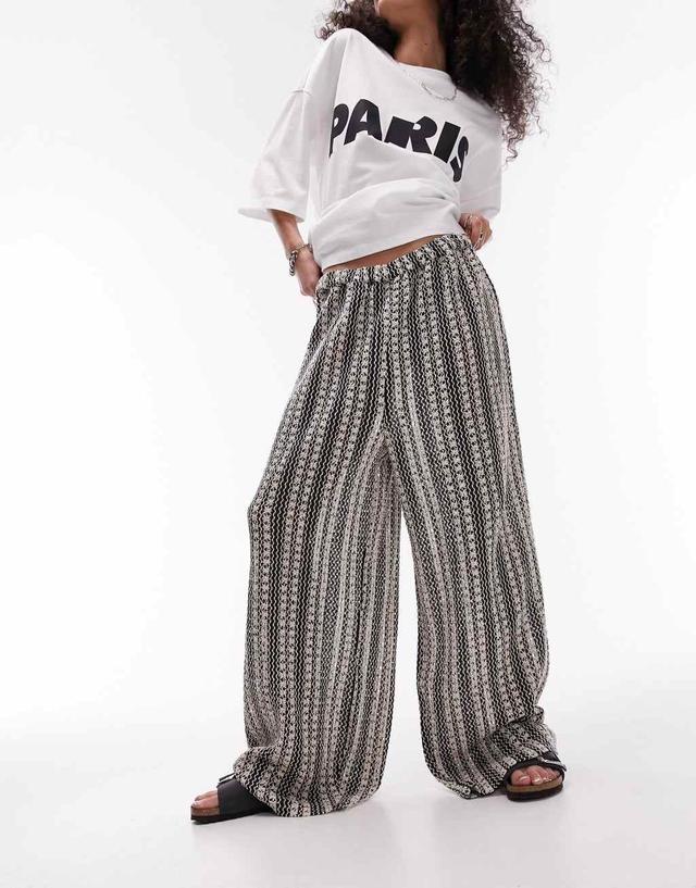 Topshop knitted beach pants in monochrome Product Image