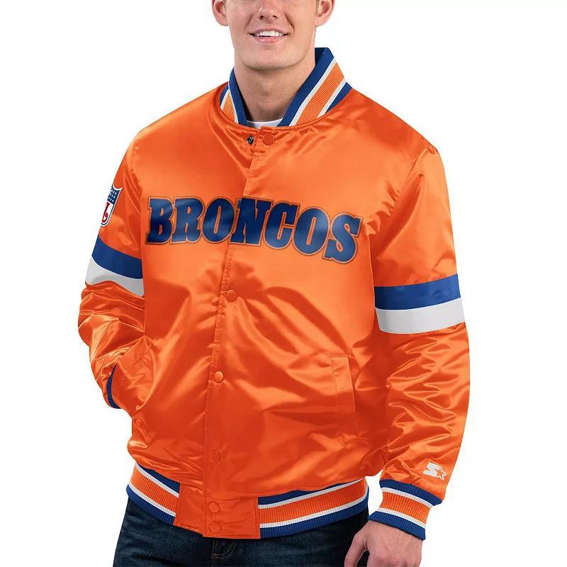 Mens Starter Cleveland Browns Gridiron Classics Home Game Satin Full-Snap Varsity Jacket Product Image