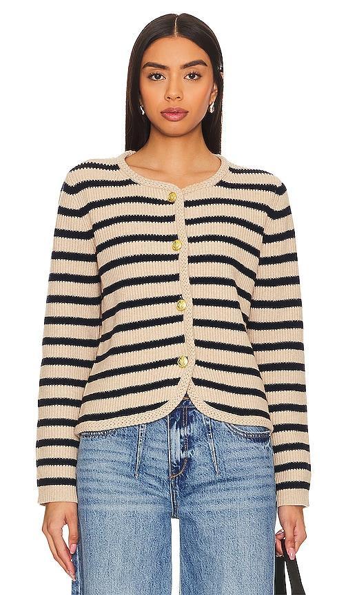 Womens Nancy Striped Merino Wool-Blend Cardigan Product Image