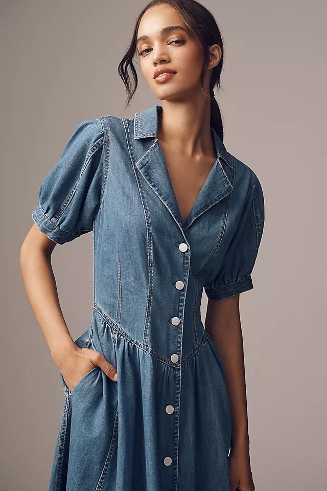 Pilcro Short-Sleeve Denim Midi Shirt Dress Product Image