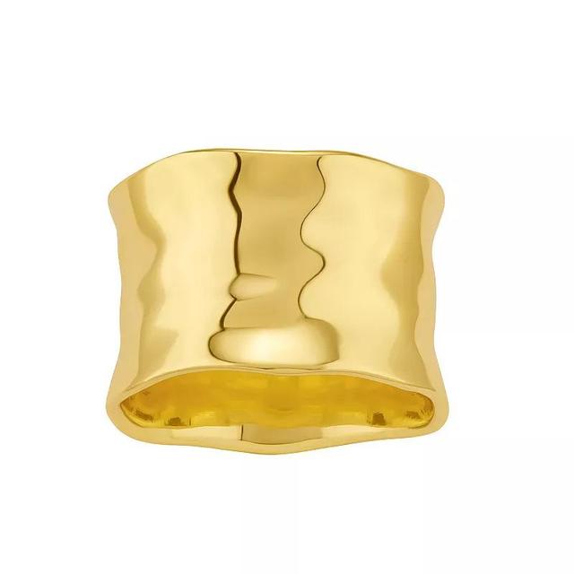 PRIMROSE 18k Gold Vermeil Hammered Cigar Band Ring, Womens Product Image