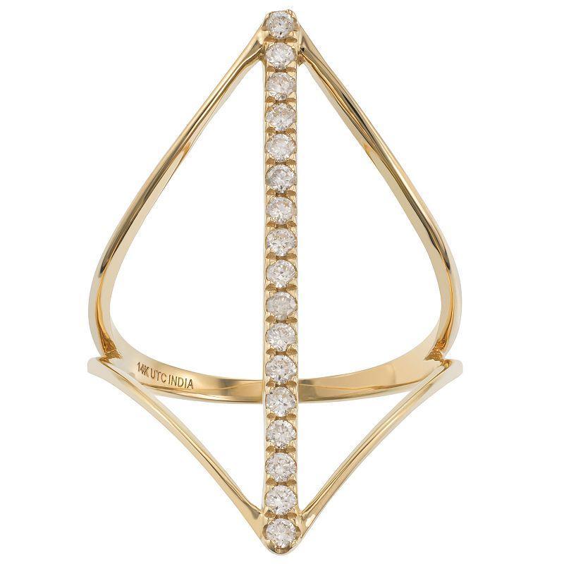 Luxle 14k Gold 1/5 Carat T.W. Diamond Open V Ring, Womens Product Image