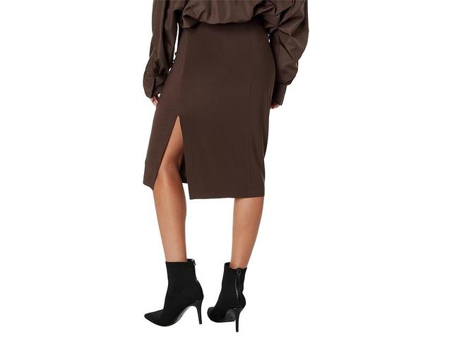 Norma Kamali Side Slit Skirt Cover The Knee (Chocolate) Women's Skirt Product Image