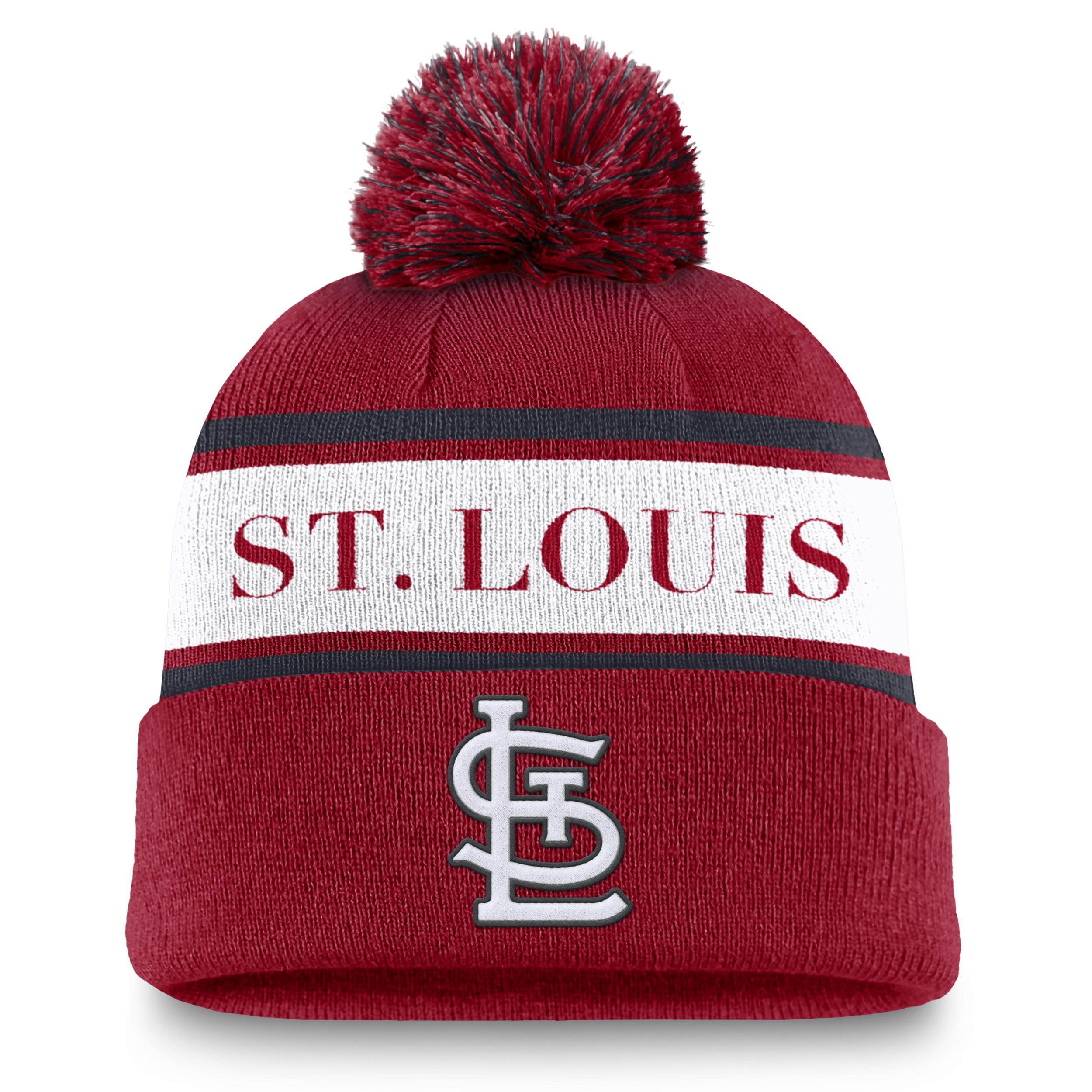 St. Louis Cardinals Team Stripe Peak Nike Mens MLB Cuffed Pom Beanie Product Image