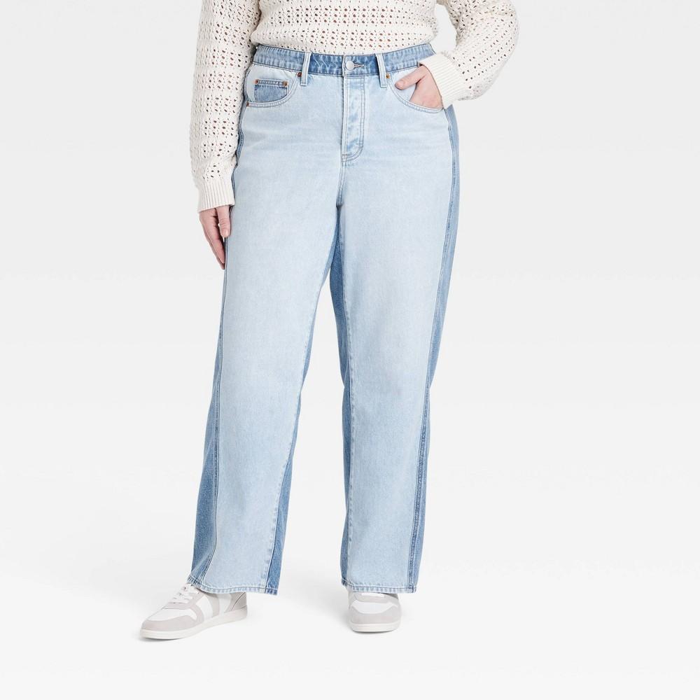 Womens Mid-Rise 90s Baggy Two Tone Jeans - Universal Thread Light Wash Product Image