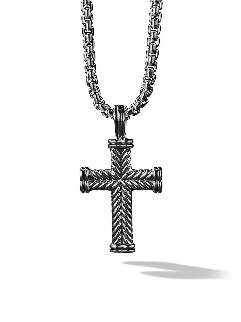 David Yurman Mens Chevron Cross Pendant in Sterling Silver, 33.5mm Product Image