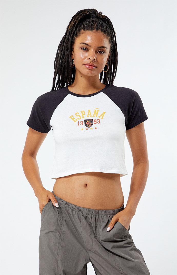 Golden Hour Women's Espana Sport Raglan T-Shirt in White/Black - Product Image