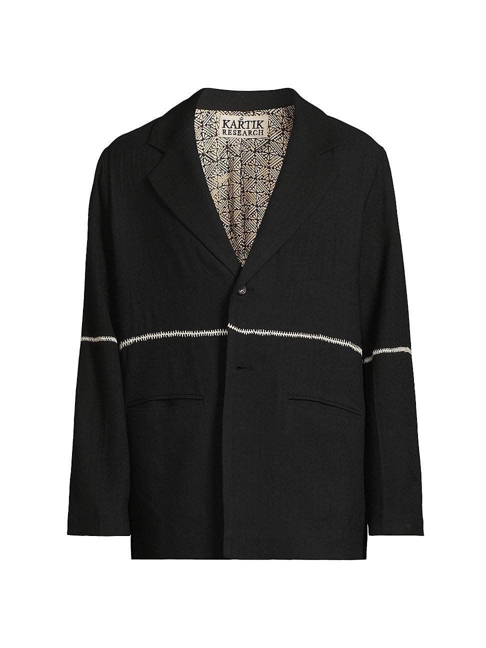 Mens Hand-Embroidered Two-Button Blazer Product Image