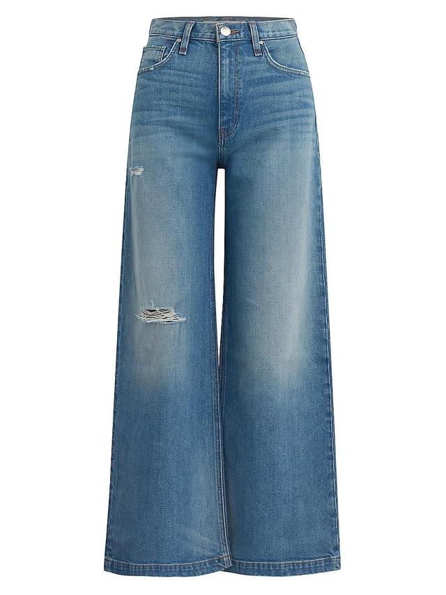 Womens Zoe Petite Ultra High-Rise Stretch Distressed Wide-Leg Jeans Product Image