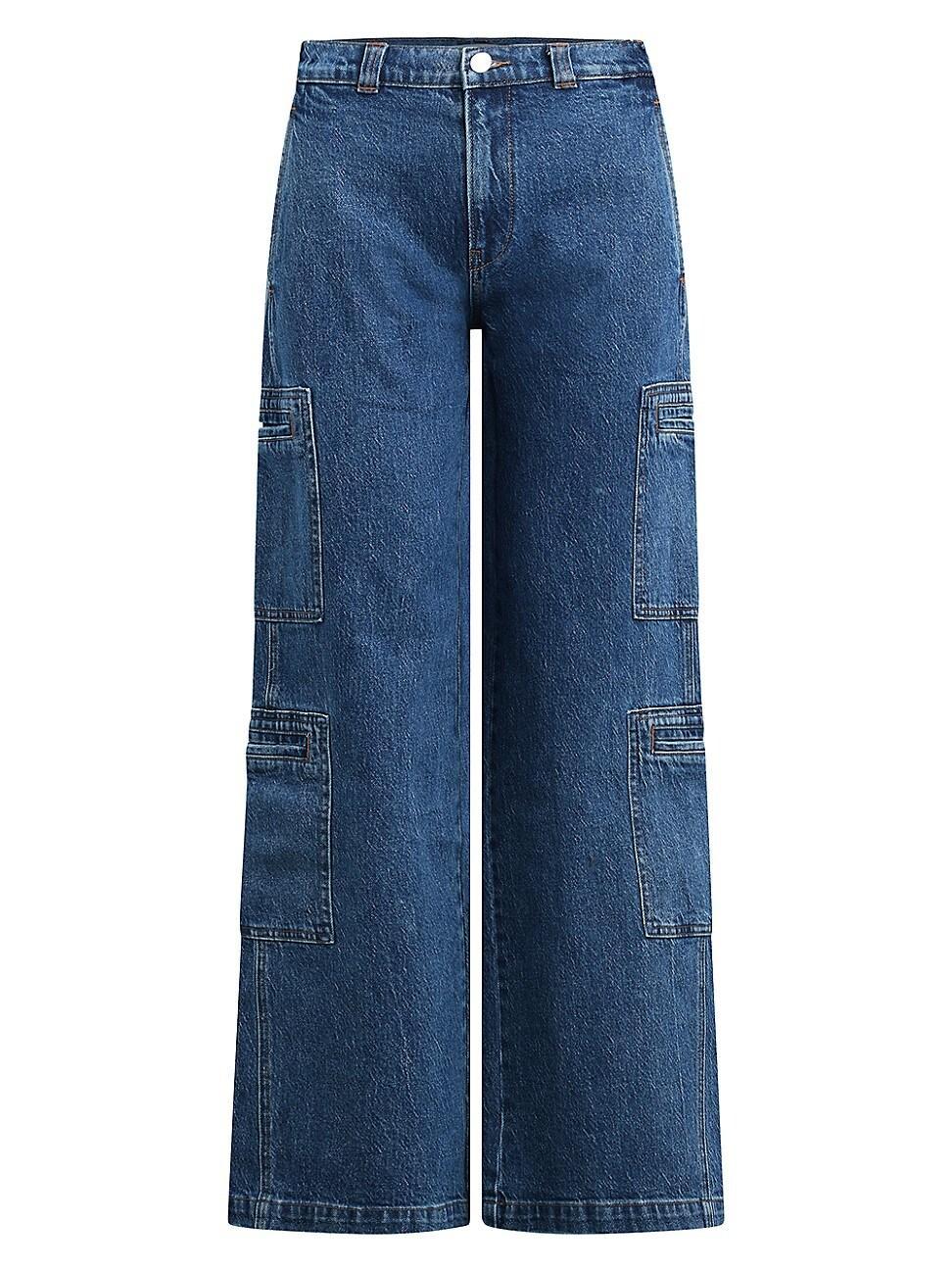 Womens Wide-Leg Cargo Jeans Product Image