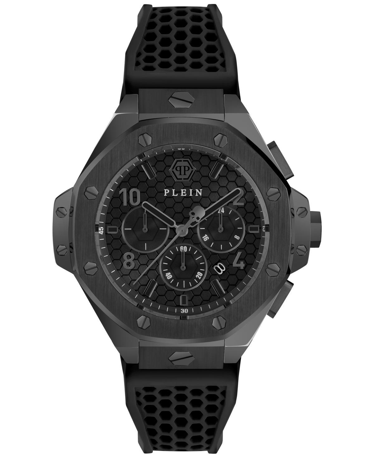 Philipp Plein Mens Chronograph Black Silicone Strap Watch 46mm Product Image