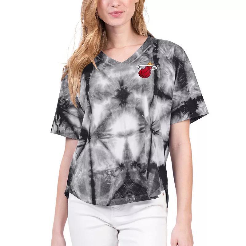 Womens G-III 4Her by Carl Banks Miami Heat Tournament Raglan Oversized Tie-Dye V-Neck T-Shirt Product Image