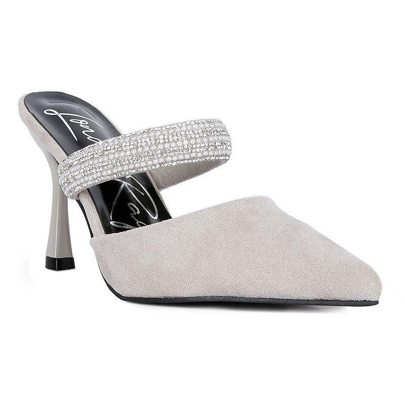 London Rag Fauci Womens Embellished-Strap Heeled Mules Product Image