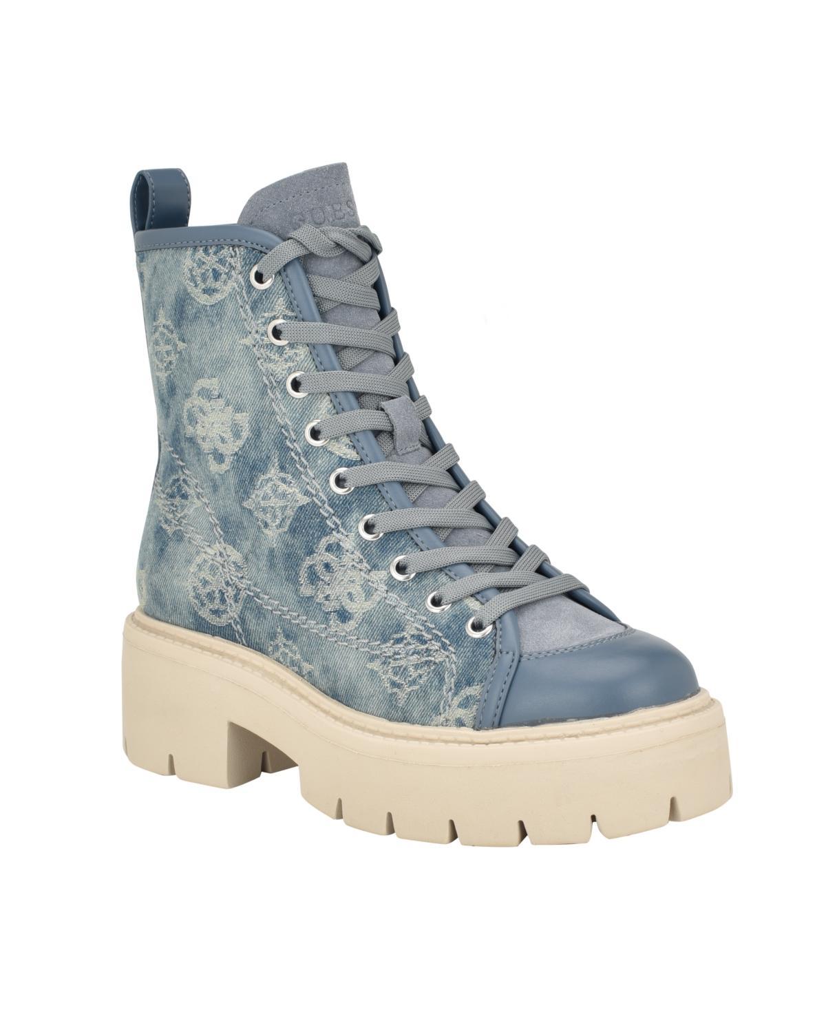 Guess Womens Shutter Lace-Up Logo Pattern Combat Boots Product Image