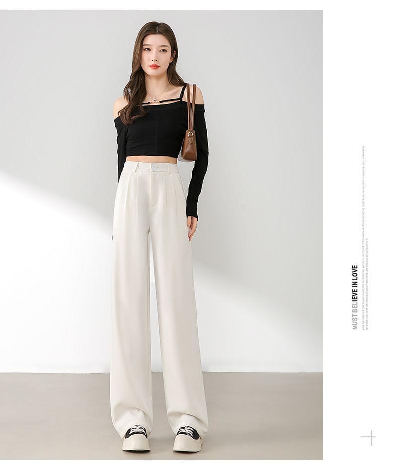 High Waist Plain Slacks (Various Designs) Product Image