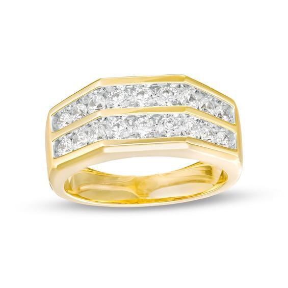 Men's 1-1/2 CT. T.w. Diamond Double Row Wedding Band in 10K Gold Product Image