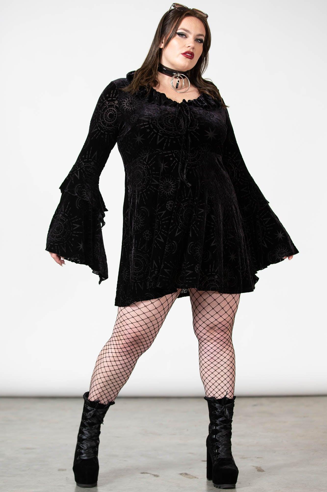 Celestite Long Sleeve Burnout Dress [PLUS] Female Product Image