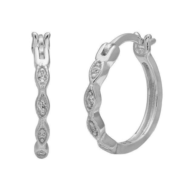 PRIMROSE Sterling Silver Cubic Zirconia Hoop Earrings, Womens Product Image