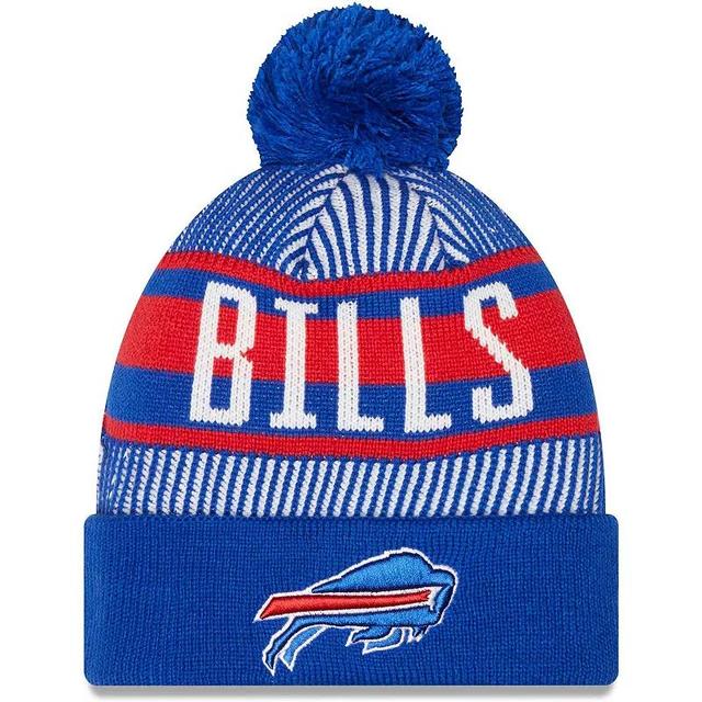 Mens New Era Royal Buffalo Bills Striped Cuffed Knit Hat with Pom Product Image