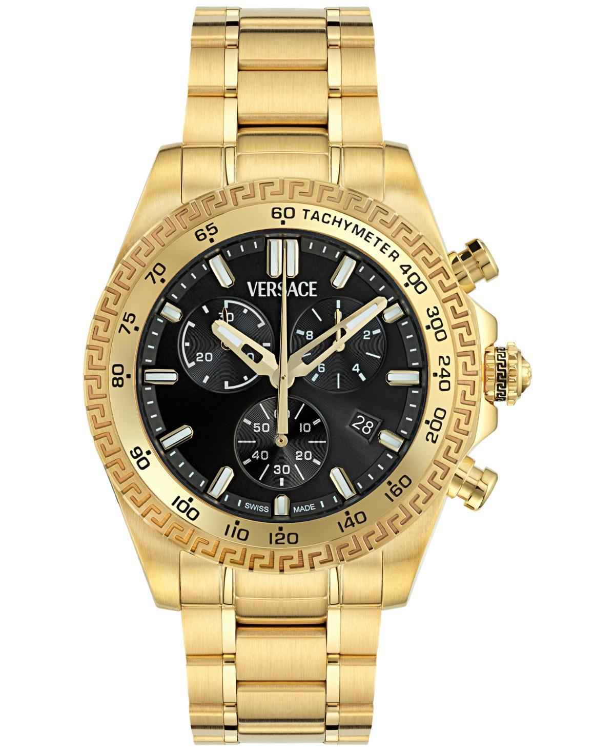 Versace Mens Swiss Chronograph X Gold Ion Plated Stainless Steel Bracelet Watch 44mm - Ip Yellow Gold Product Image