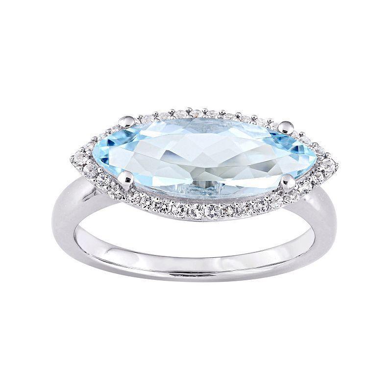 Stella Grace Sterling Silver Blue & White Topaz Marquise Ring, Womens Product Image