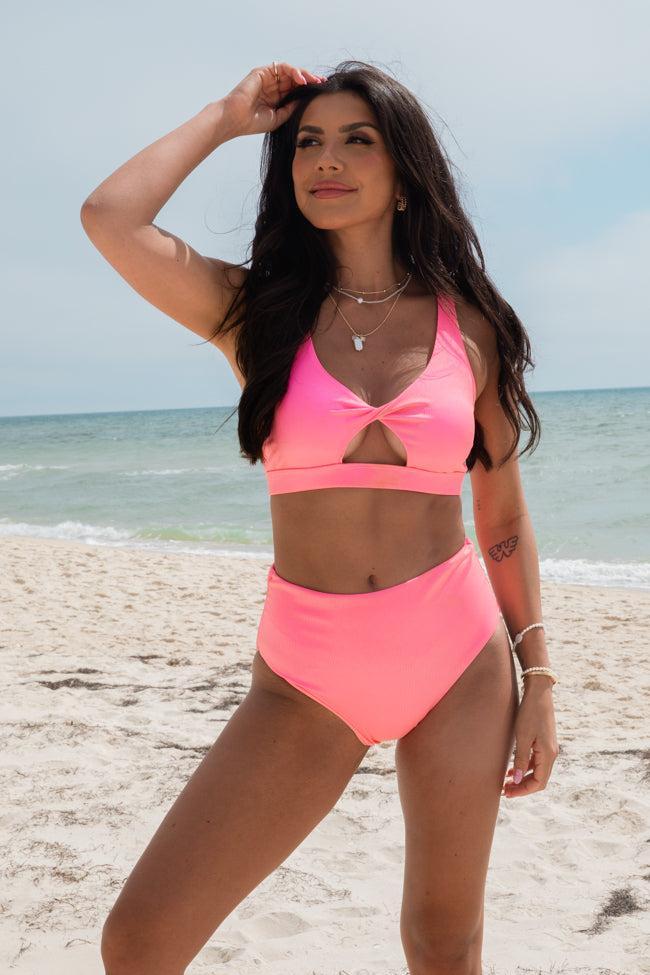 Needing Vitamin Sea Pink Cut-Out Bikini Top Product Image