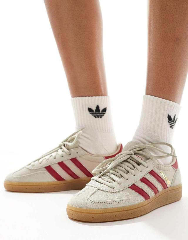 adidas Originals Handball Spezial sneakers in gray and red Product Image