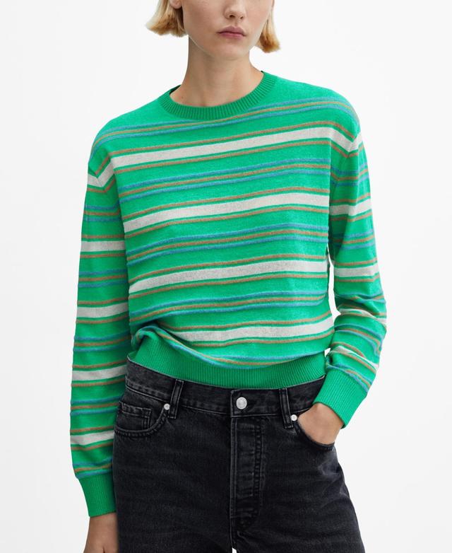 Mango Womens Round-Neck Striped Sweater Product Image