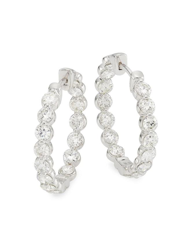 Womens 14K White Gold & 3 TCW Diamond Inside-Out Hoop Earrings Product Image