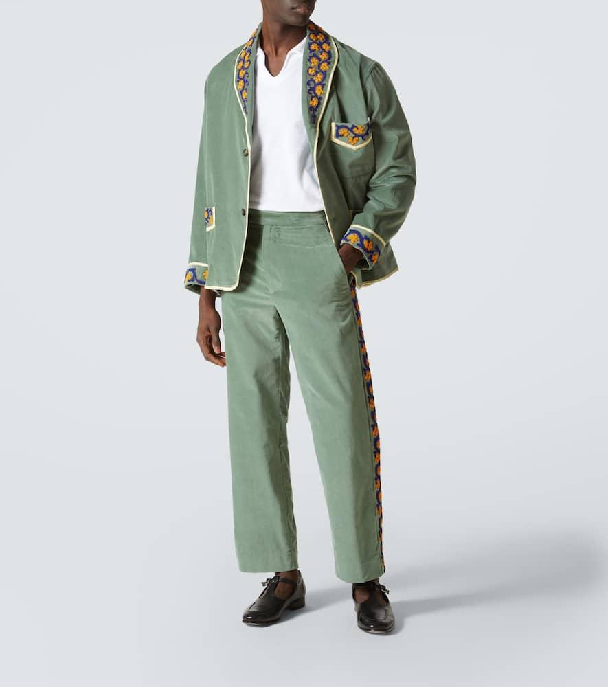 BODE Green Oberon Floral Trousers In Sage Teal Product Image