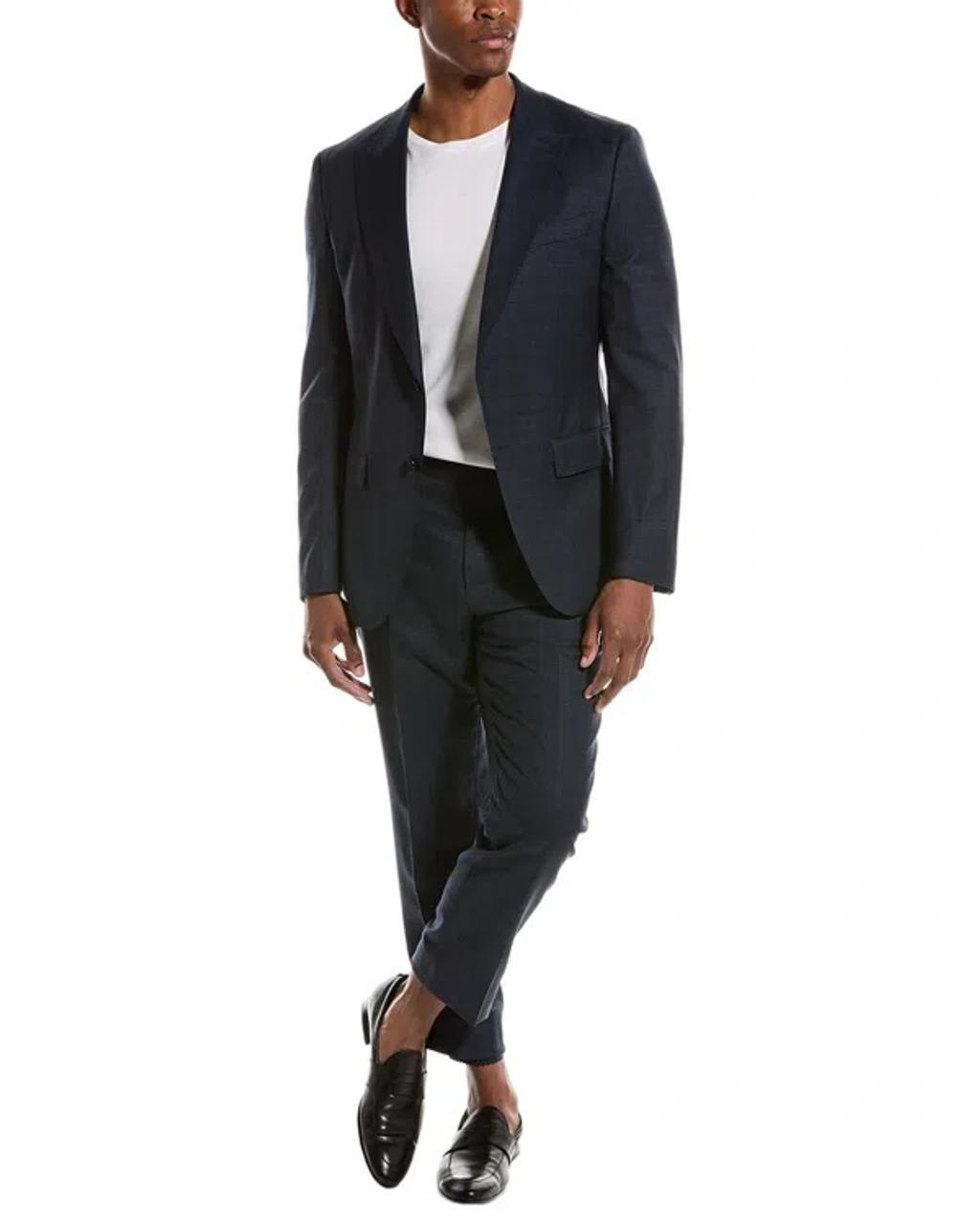 Boss  Wool Suit With Flat Front Pant In Blue Product Image