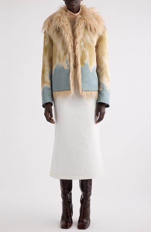 DRIES VAN NOTEN Printed Faux Fur-trimmed Jacket In 103 Beige Product Image