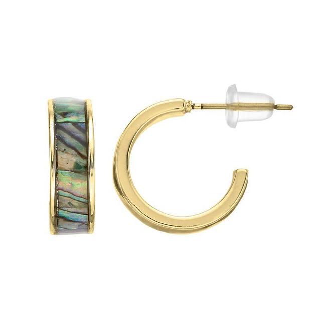 City Luxe Abalone C-Hoop Earrings, Womens, Gold Tone Product Image