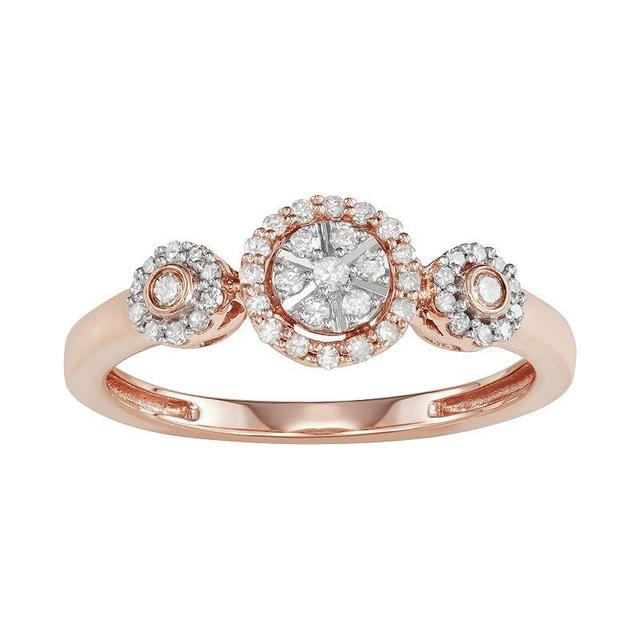 10k Rose Gold 1/4 Carat T.W. Diamond Halo Engagement Ring, Womens White Product Image