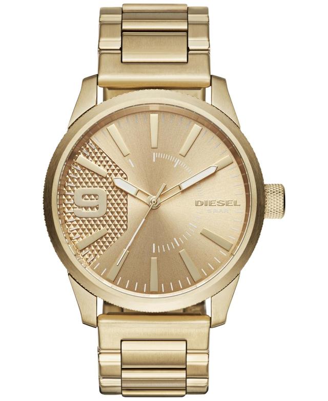 Diesel Mens Rasp Gold-Tone Stainless Steel Bracelet Watch 46x53mm DZ1761 Product Image