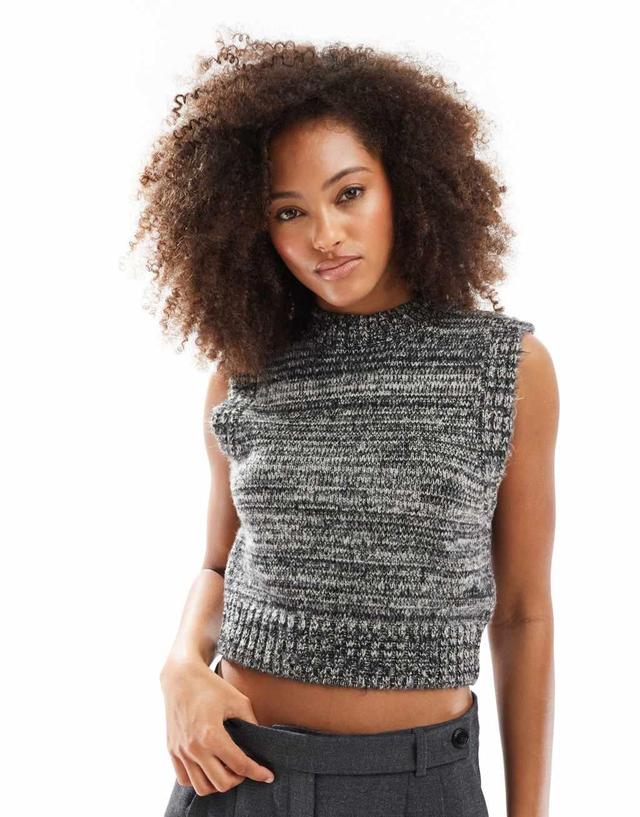 ASOS DESIGN knit twist crew neck tank in mono Product Image