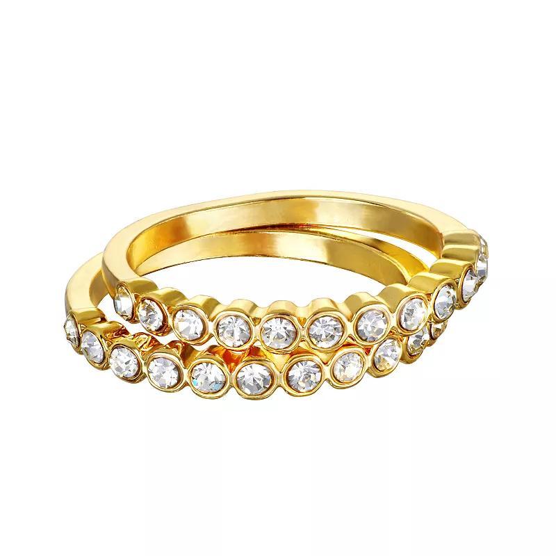 Emberly Gold Tone Stone Linear Rings 2-piece Set, Womens, Clear Product Image