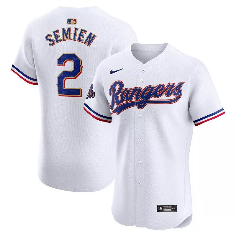 Nike Mens Marcus Semien White Texas Rangers 2024 Gold Collection Elite Player Jersey - White Product Image