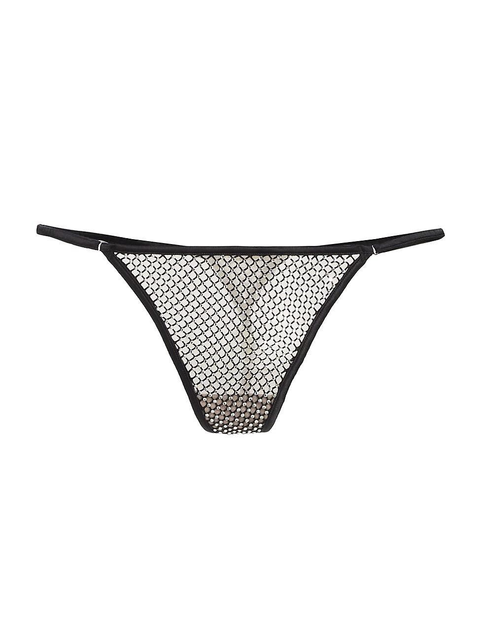 Womens Rhinestone Fishnet V-String Product Image