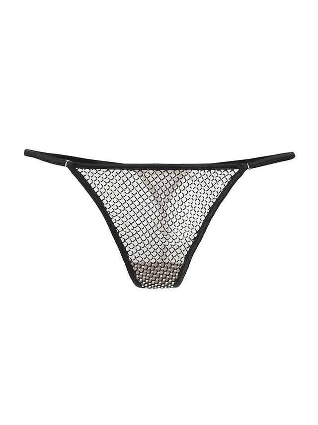 Womens Rhinestone Fishnet V-String Product Image