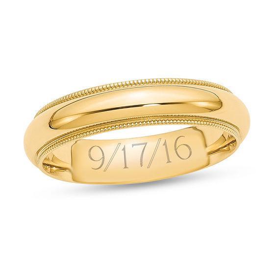 Men's 5.0mm Milgrain Edge Comfort-Fit Engravable Wedding Band (1 Line) Product Image