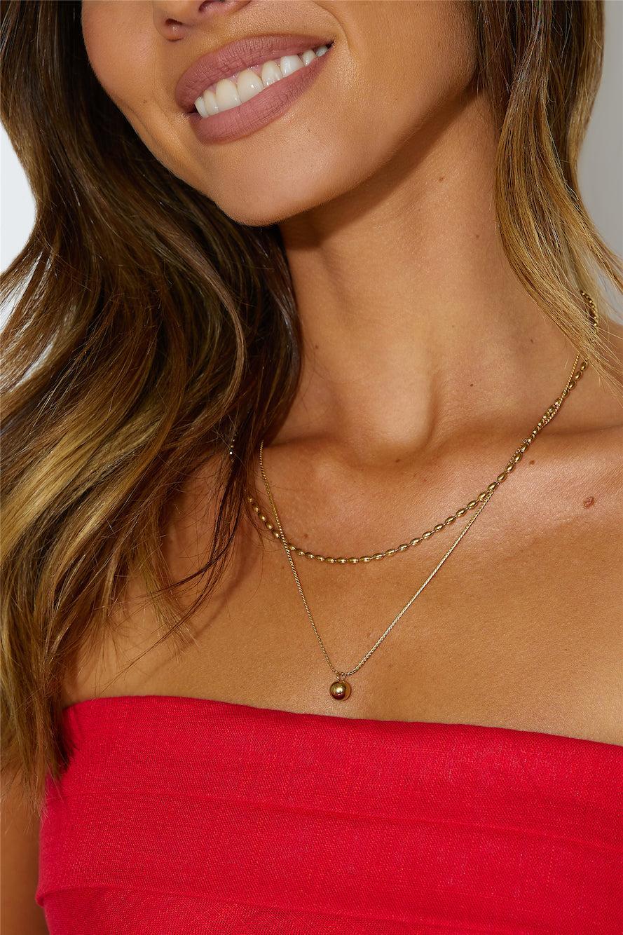 18k Gold Plated Double Lover Chain Necklace Gold Product Image