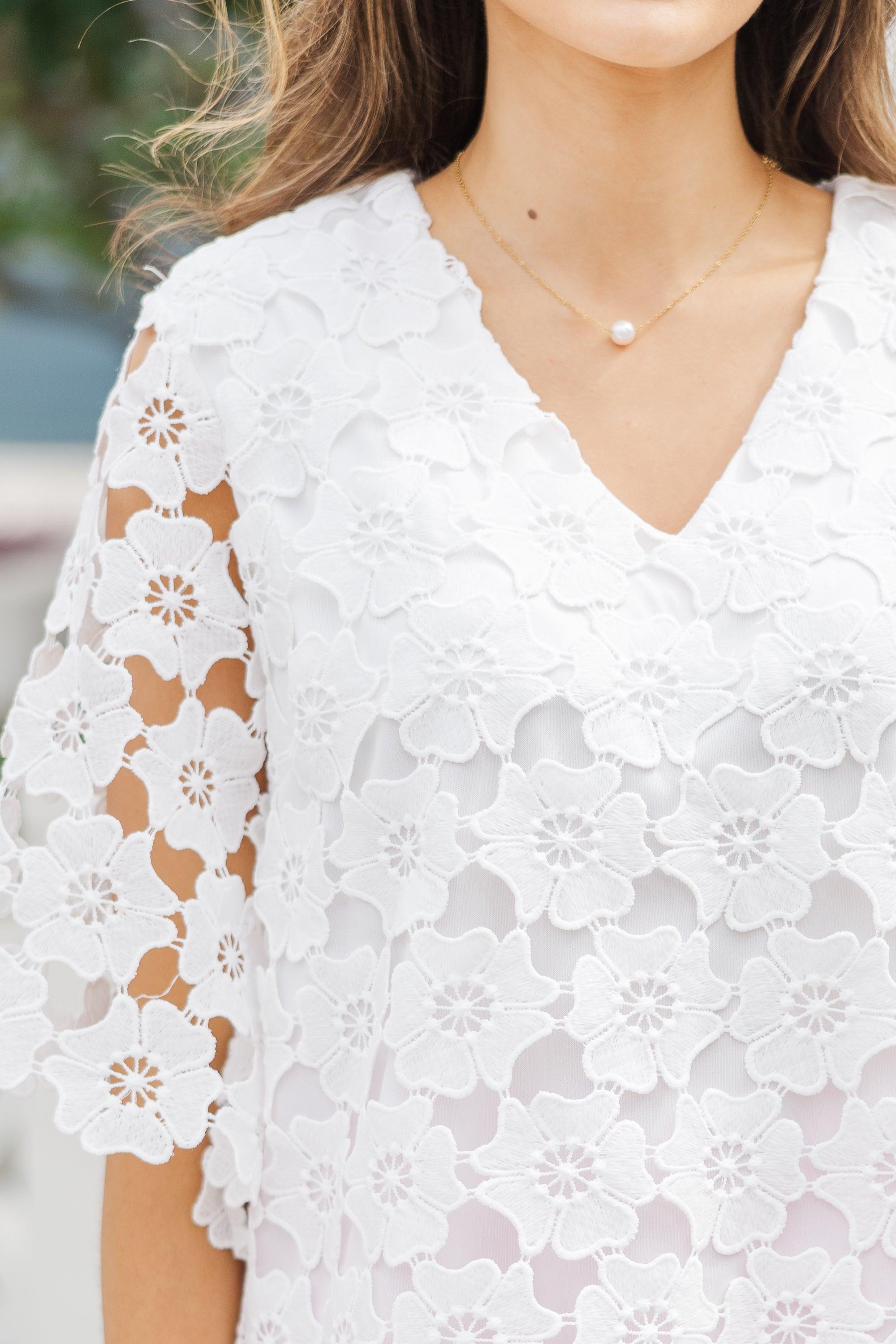 Daily Reminder White Crochet Blouse Female Product Image