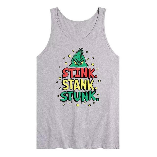 Mens Dr. Seuss The Grinch Stink STank Top Stunk Graphic Tank Top Grey Gray Product Image