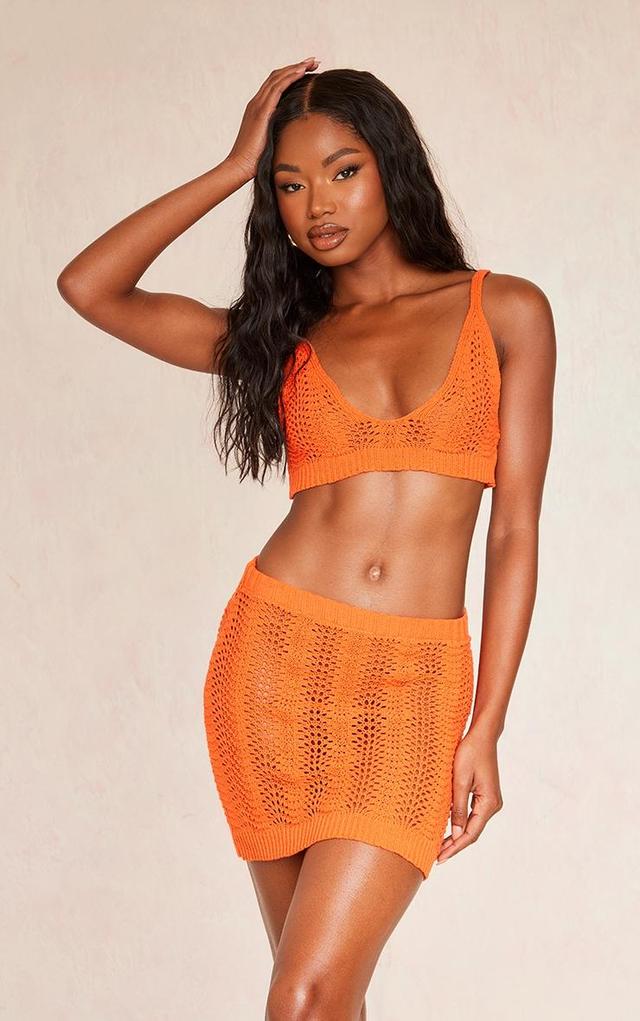 Orange Crochet Plunge Neck Bralet Product Image