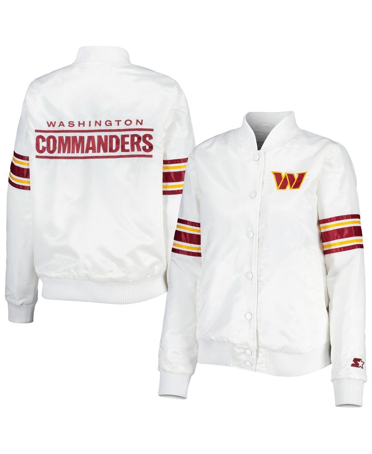 Womens Starter White Washington Commanders Line Up Satin Full-Snap Varsity Jacket Product Image