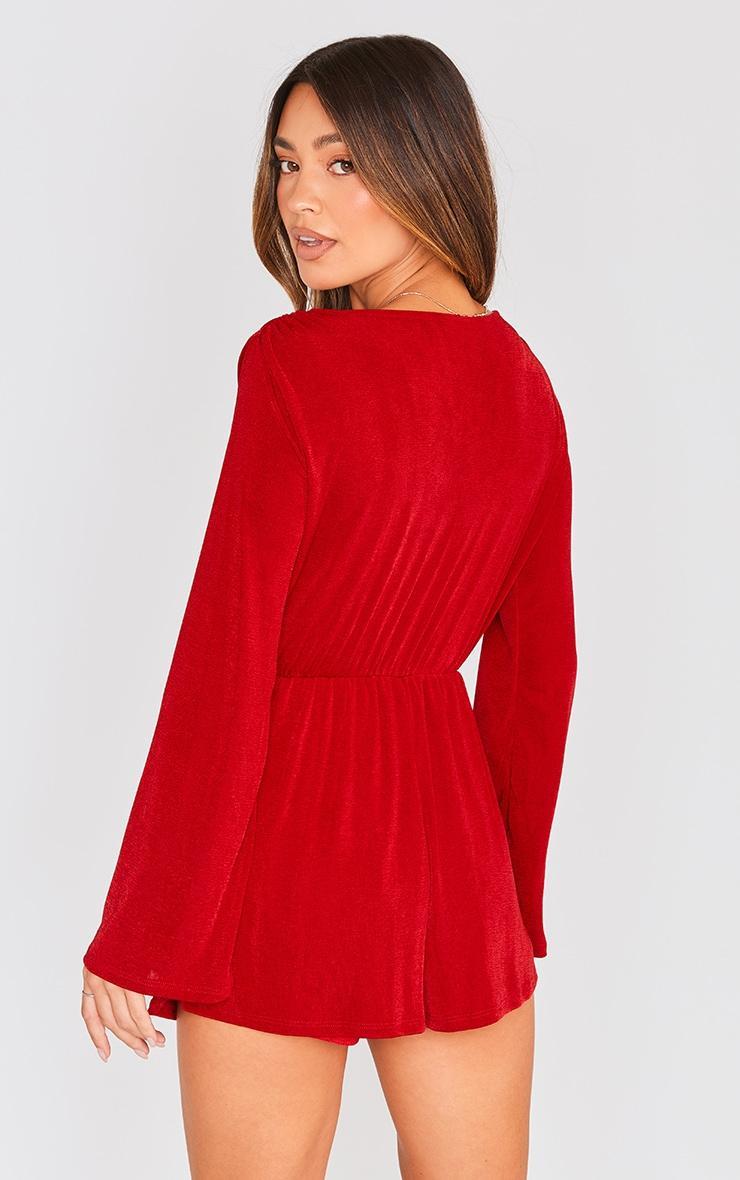 Red Slinky Long Sleeve Romper Product Image