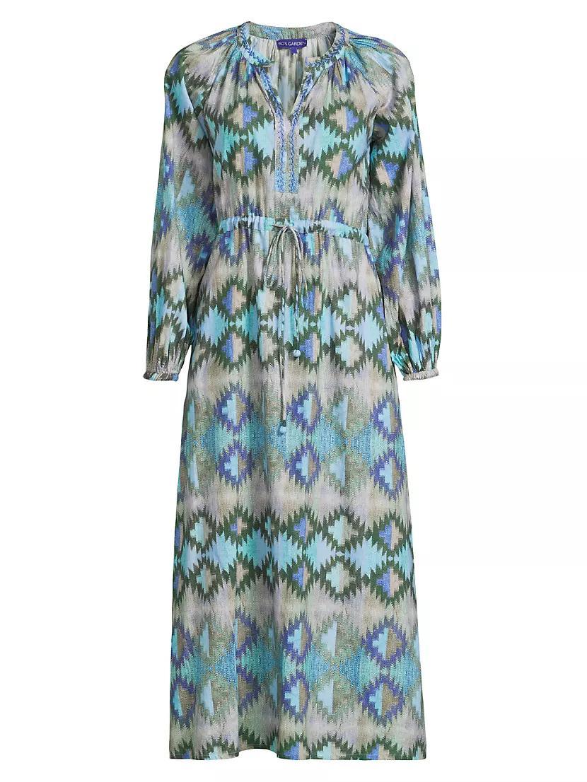 Amalfi Geometric Cotton Long-Sleeve Maxi Dress Product Image