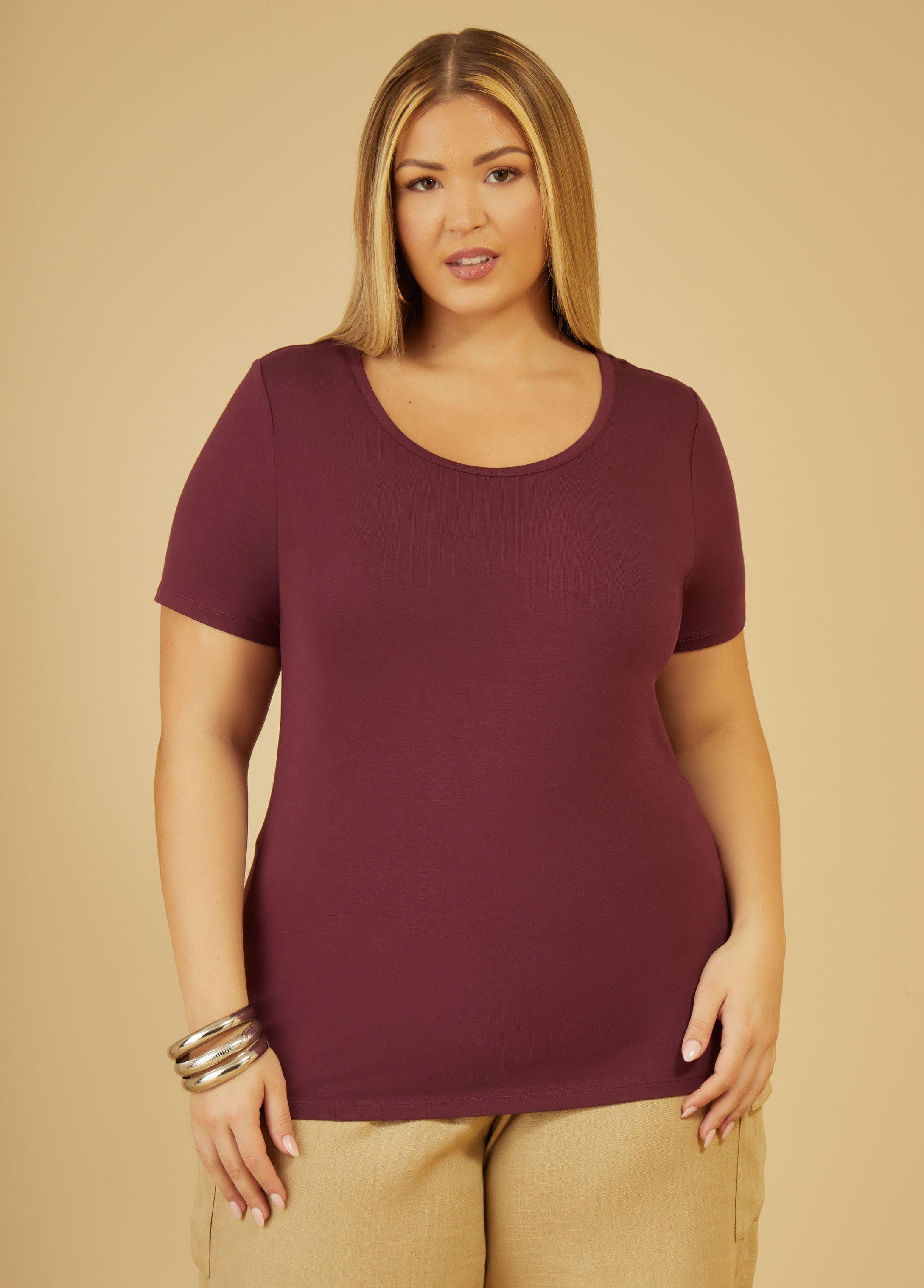 Plus Size Basic Jersey Scoop Neck Tee Ashley Stewart Product Image