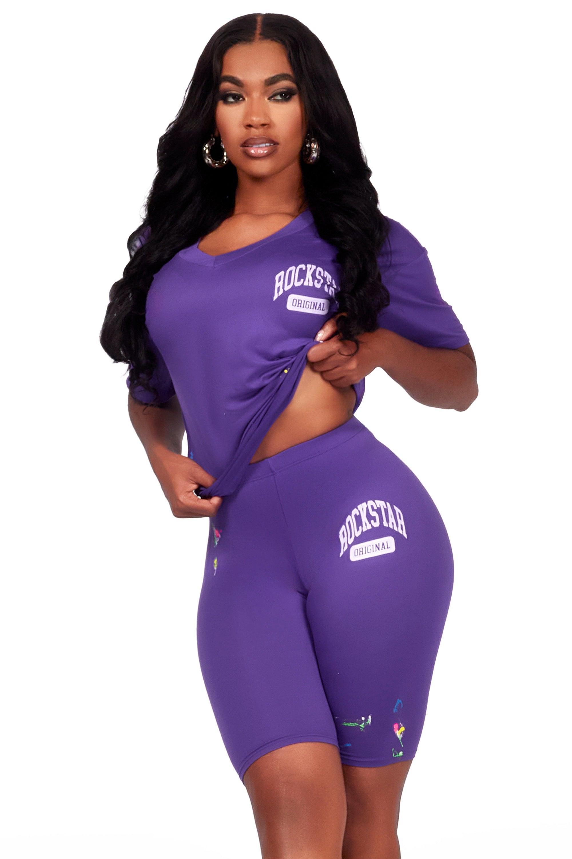 Nydia Purple Bike Short Set Female Product Image